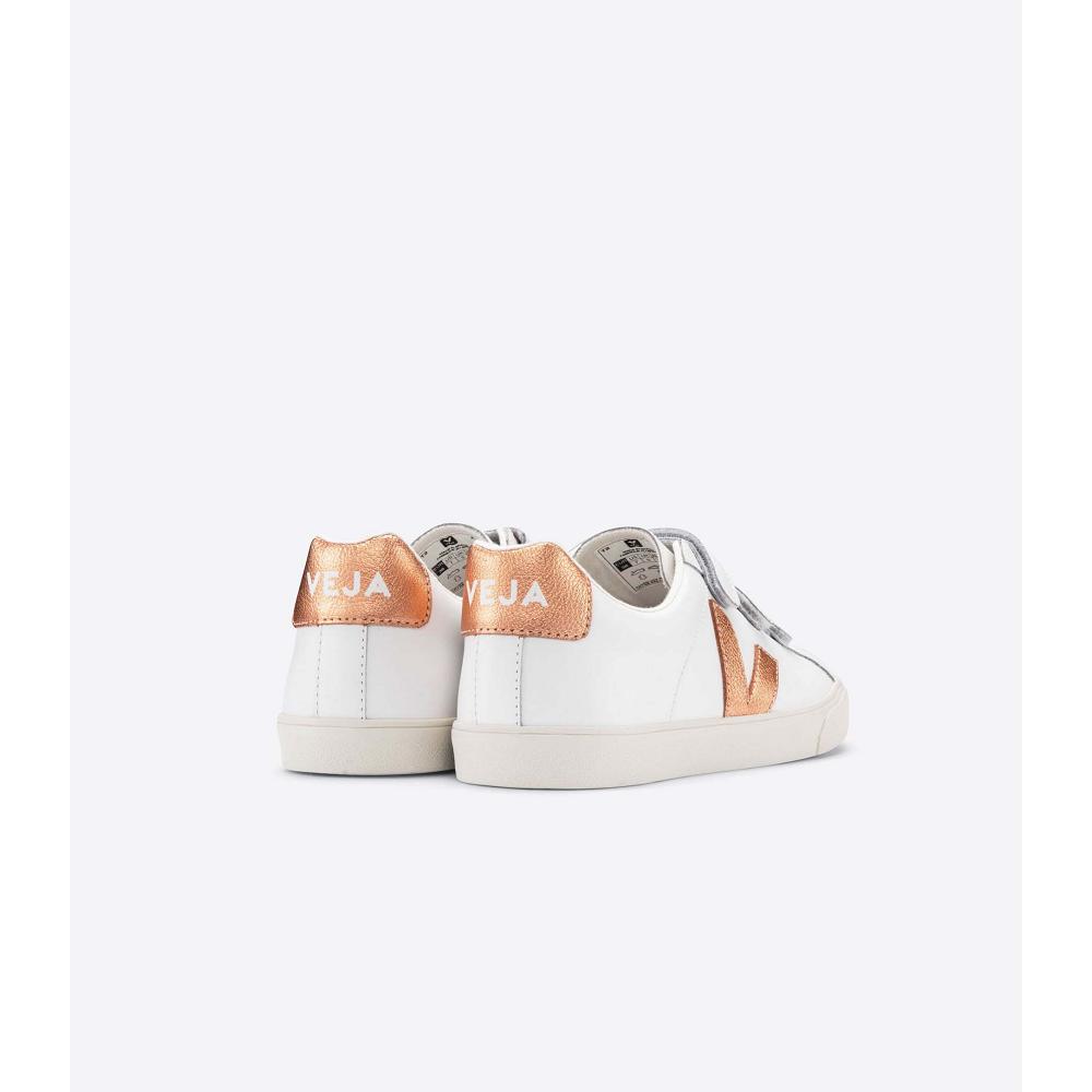 Veja 3-LOCK LEATHER Ženske Tenisiće White/Orange | VEJA531-HR