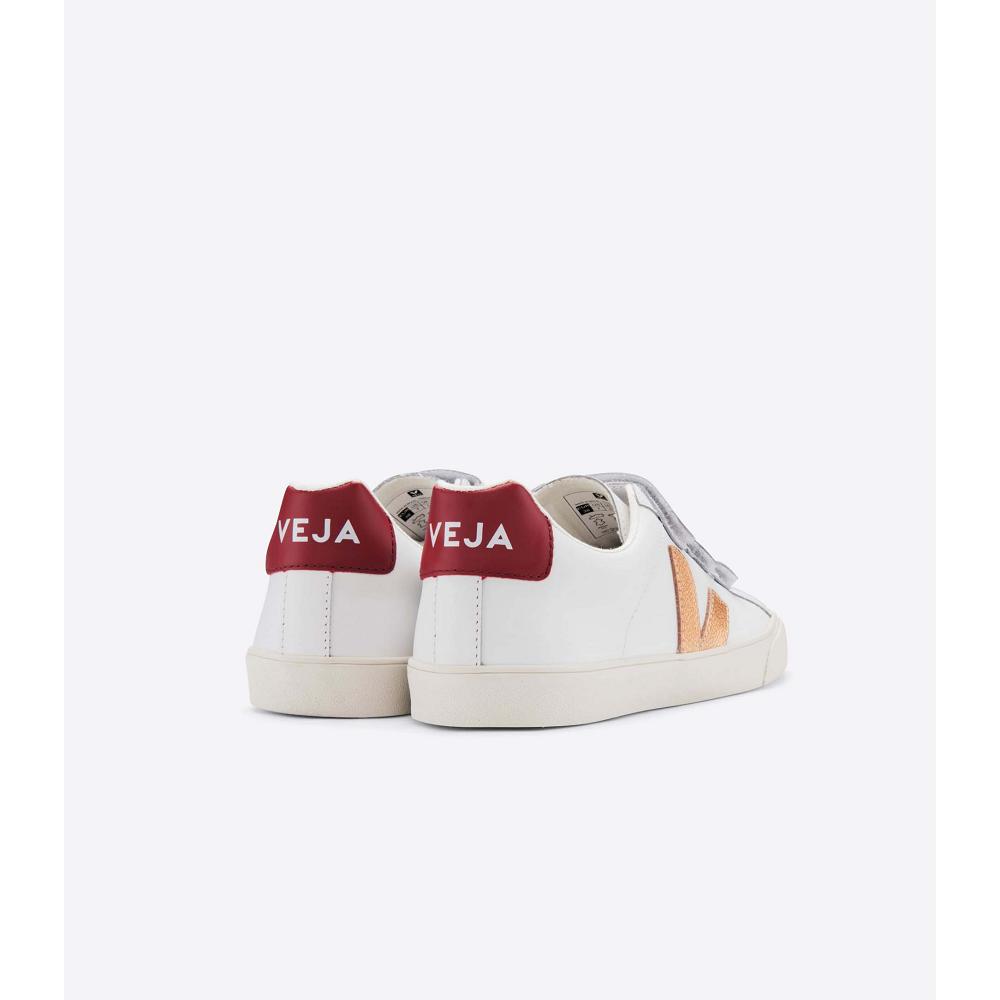 Veja 3-LOCK LEATHER Ženske Tenisiće White/Red | VEJA534-HR