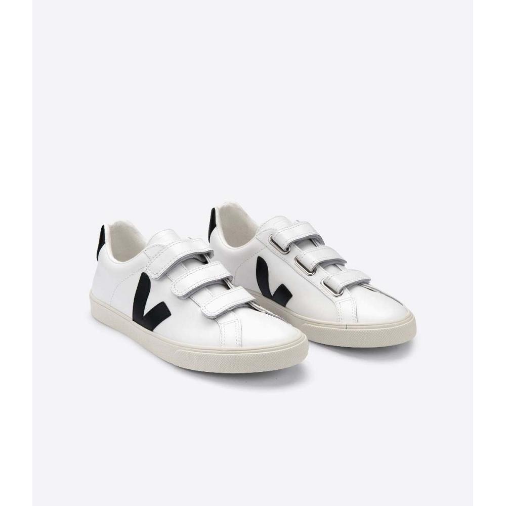 Veja 3-LOCK LEATHER Ženske Tenisiće White/Black | VEJA537-HR