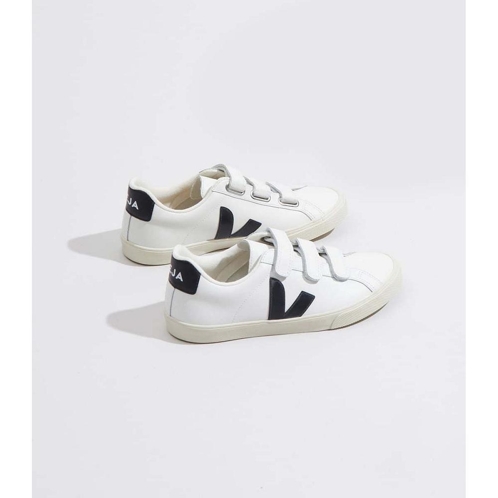 Veja 3-LOCK LEATHER Ženske Tenisiće White/Black | VEJA537-HR