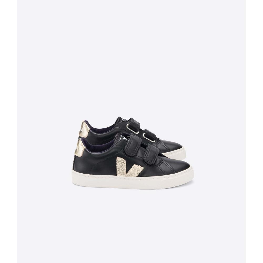 Veja ESPLAR LEATHER Dječje Tenisiće Black/Gold | VEJA739-HR