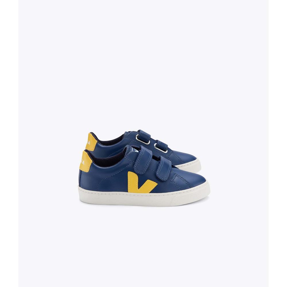 Veja ESPLAR LEATHER Dječje Tenisiće Navy/Yellow | VEJA740-HR