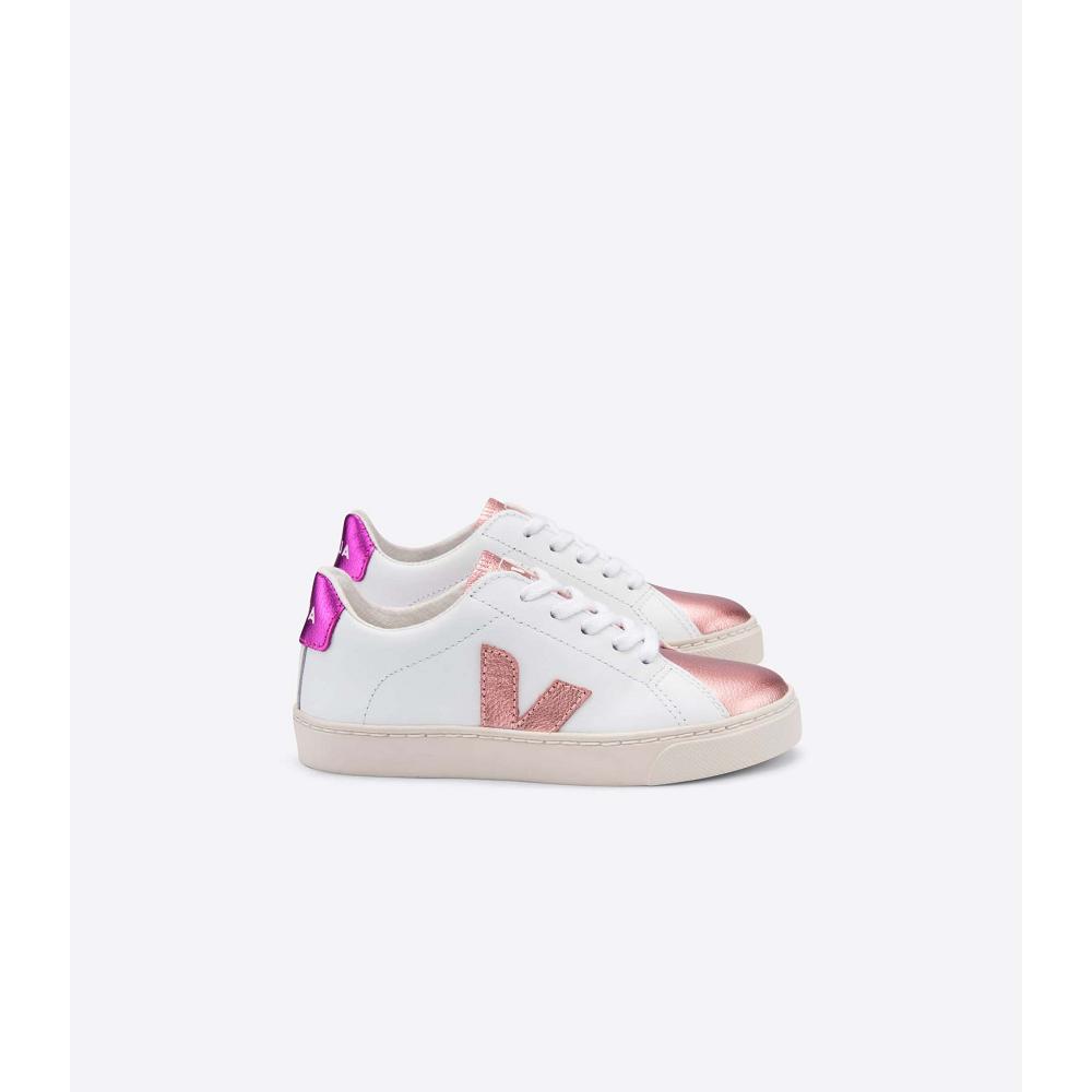 Veja ESPLAR LEATHER Dječje Tenisiće White/Pink/Purple | VEJA736-HR