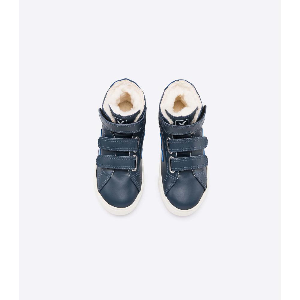 Veja ESPLAR MID FURED LEATHER Dječje Visoke Blue/Navy | VEJA618-HR