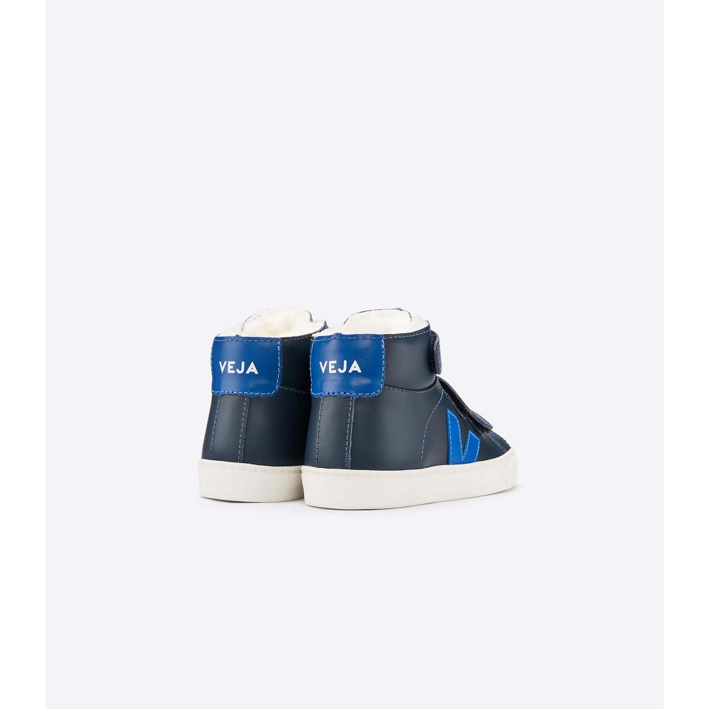 Veja ESPLAR MID FURED LEATHER Dječje Visoke Blue/Navy | VEJA618-HR