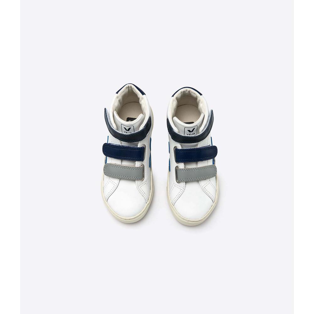 Veja ESPLAR MID LEATHER Dječje Visoke White/Blue | VEJA610-HR