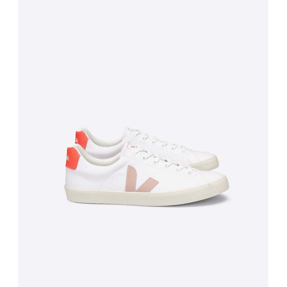 Veja ESPLAR SE CANVAS Ženske Cipele White/Orange | VEJA439-HR