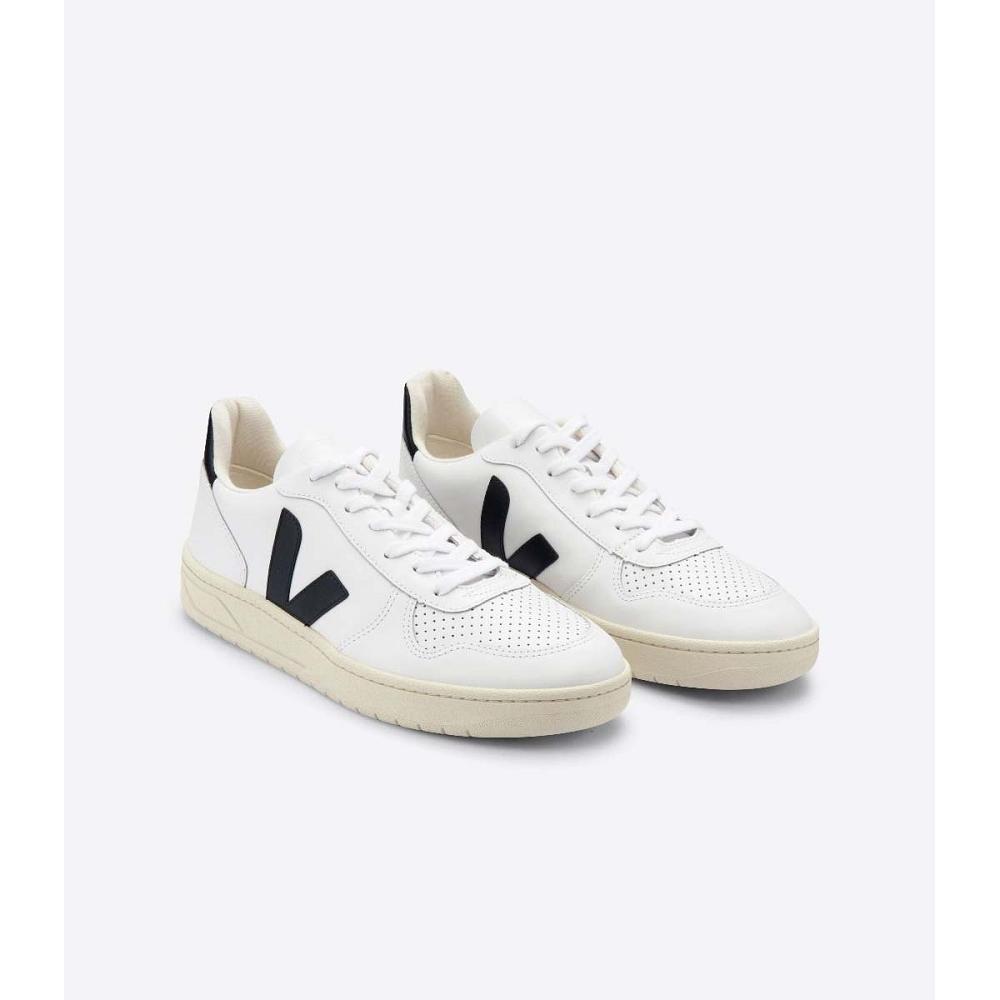 Veja V-10 LEATHER Muške Tenisiće White/Black | VEJA238-HR