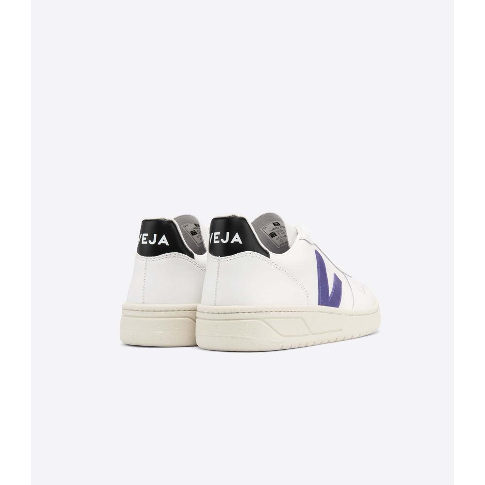 Veja V-10 LEATHER Muške Tenisiće White/Purple/Black | VEJA229-HR