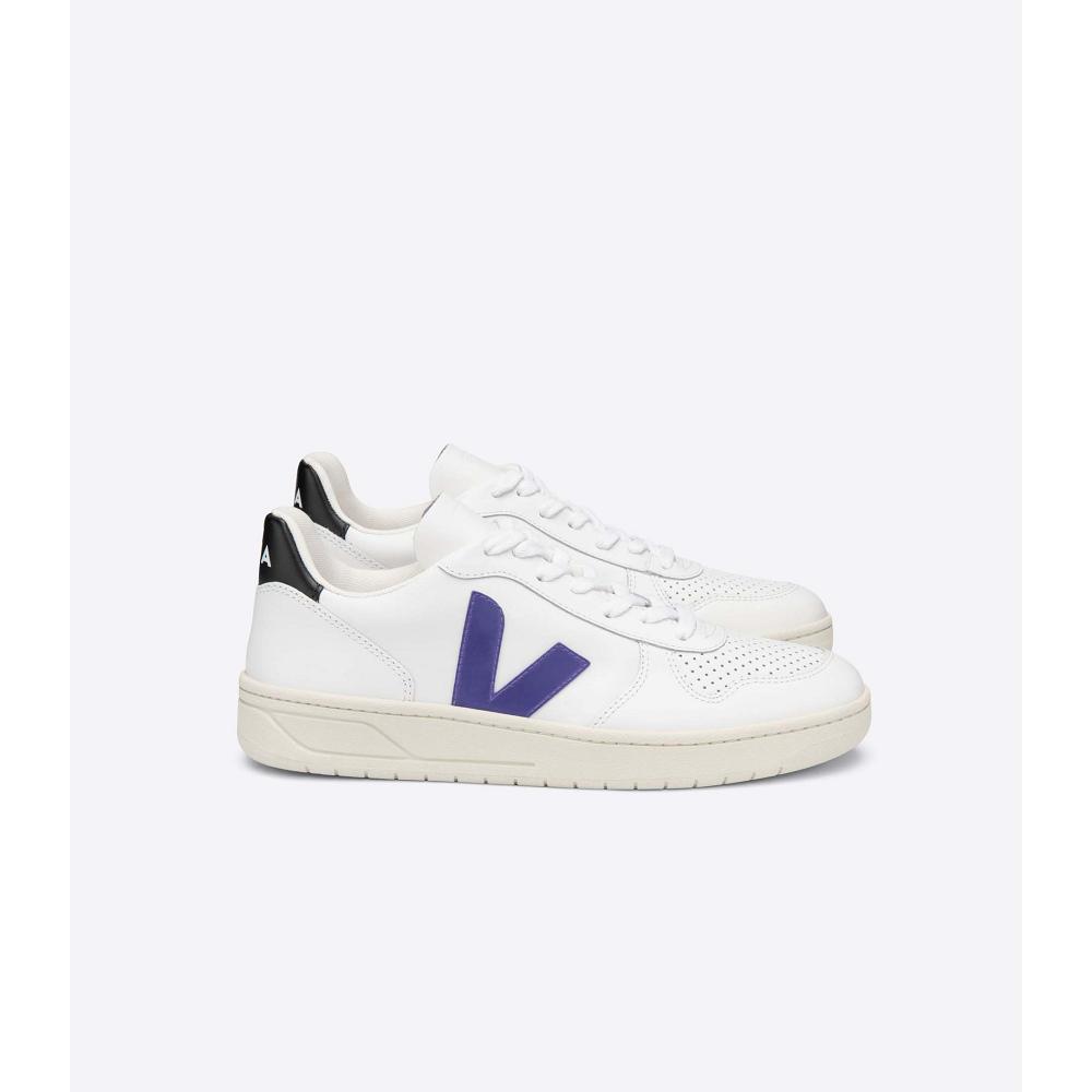 Veja V-10 LEATHER Muške Tenisiće White/Purple/Black | VEJA229-HR