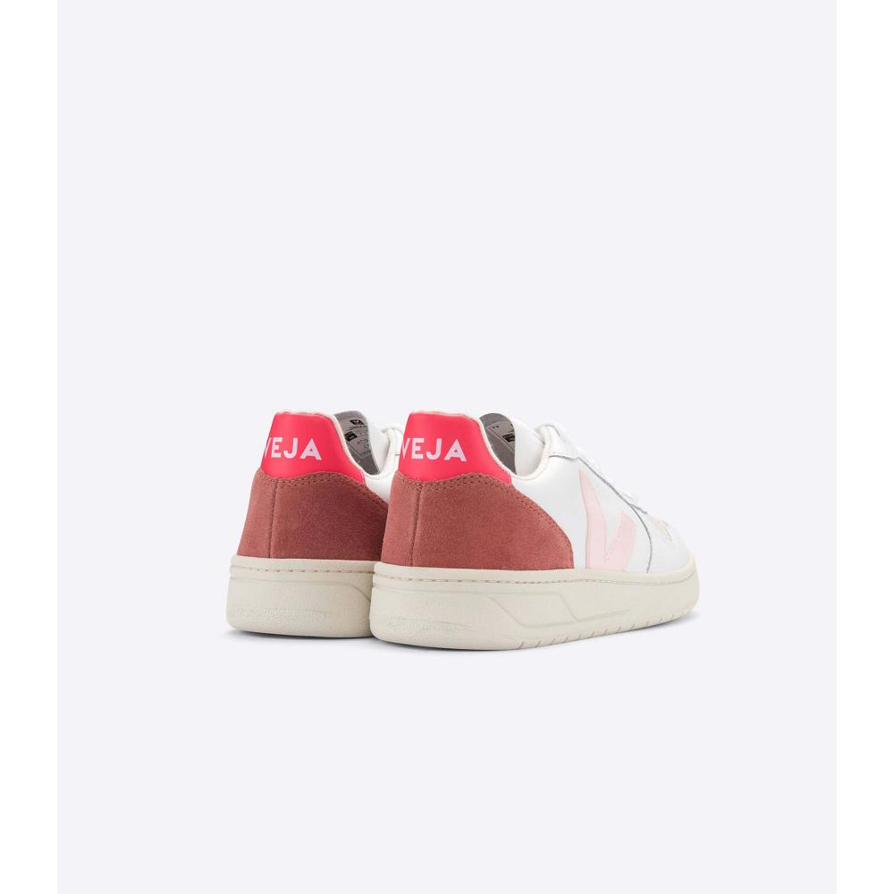 Veja V-10 LEATHER Ženske Tenisiće White/Red | VEJA566-HR