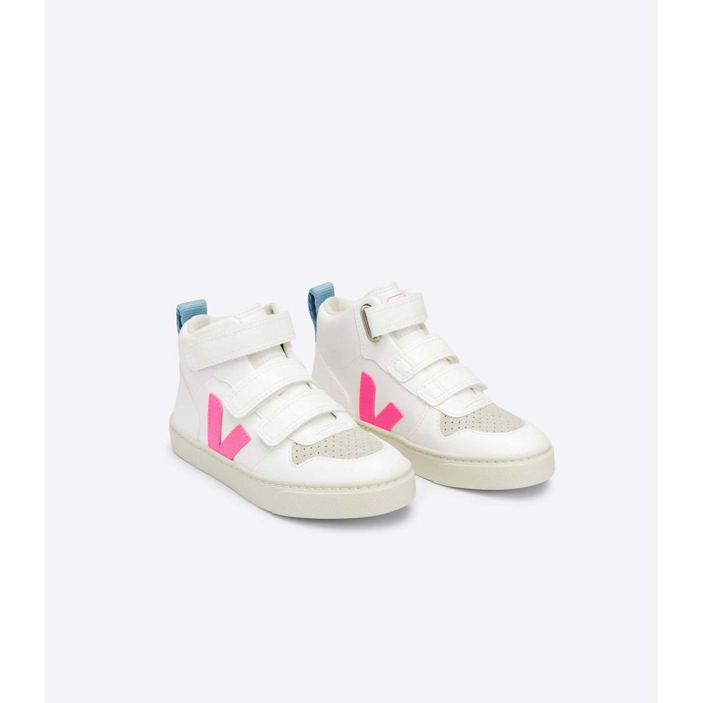 Veja V-10 MID CWL Dječje Cipele White/Blue/Pink | VEJA726-HR