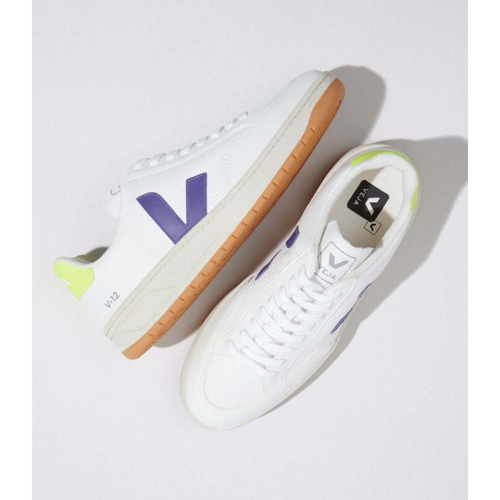 Veja V-12 B-MESH Ženske Tenisiće White/Purple | VEJA595-HR