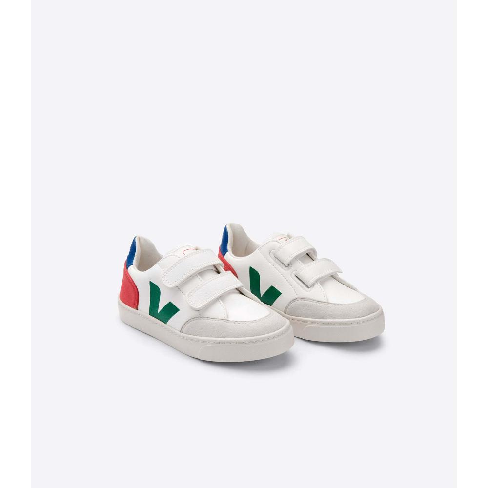 Veja V-12 LEATHER Dječje Cipele White/Green | VEJA679-HR