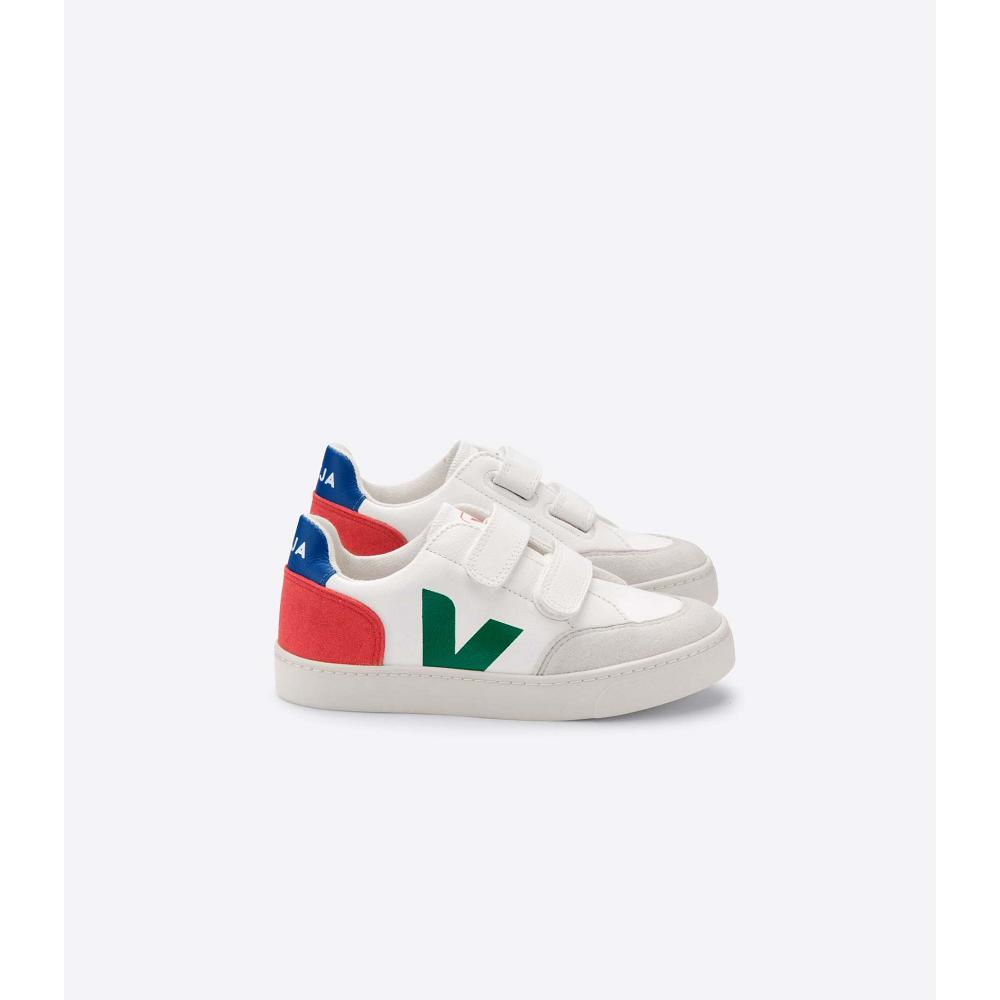 Veja V-12 LEATHER Dječje Cipele White/Green | VEJA679-HR