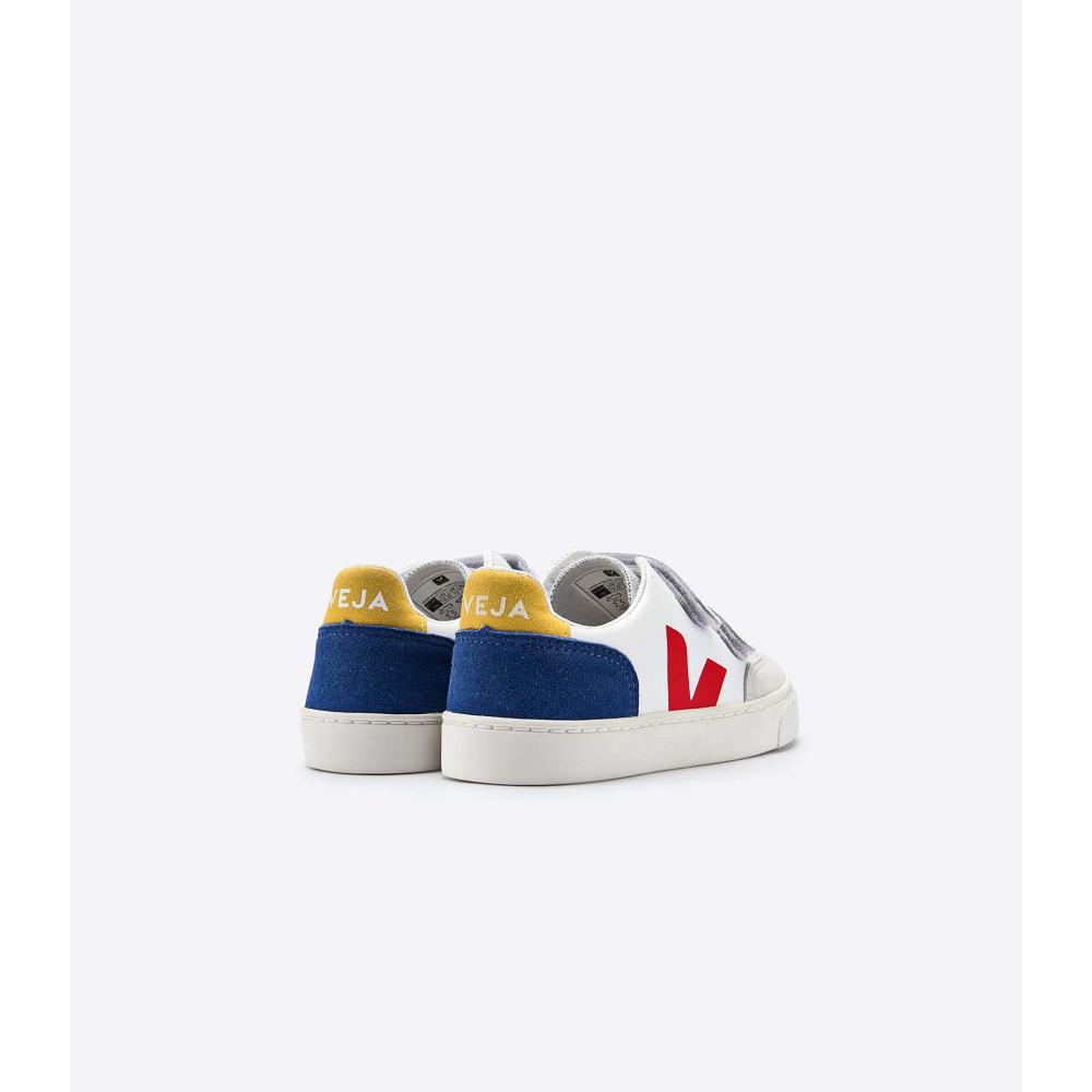 Veja V-12 LEATHER Dječje Tenisiće White/Red/Blue | VEJA808-HR