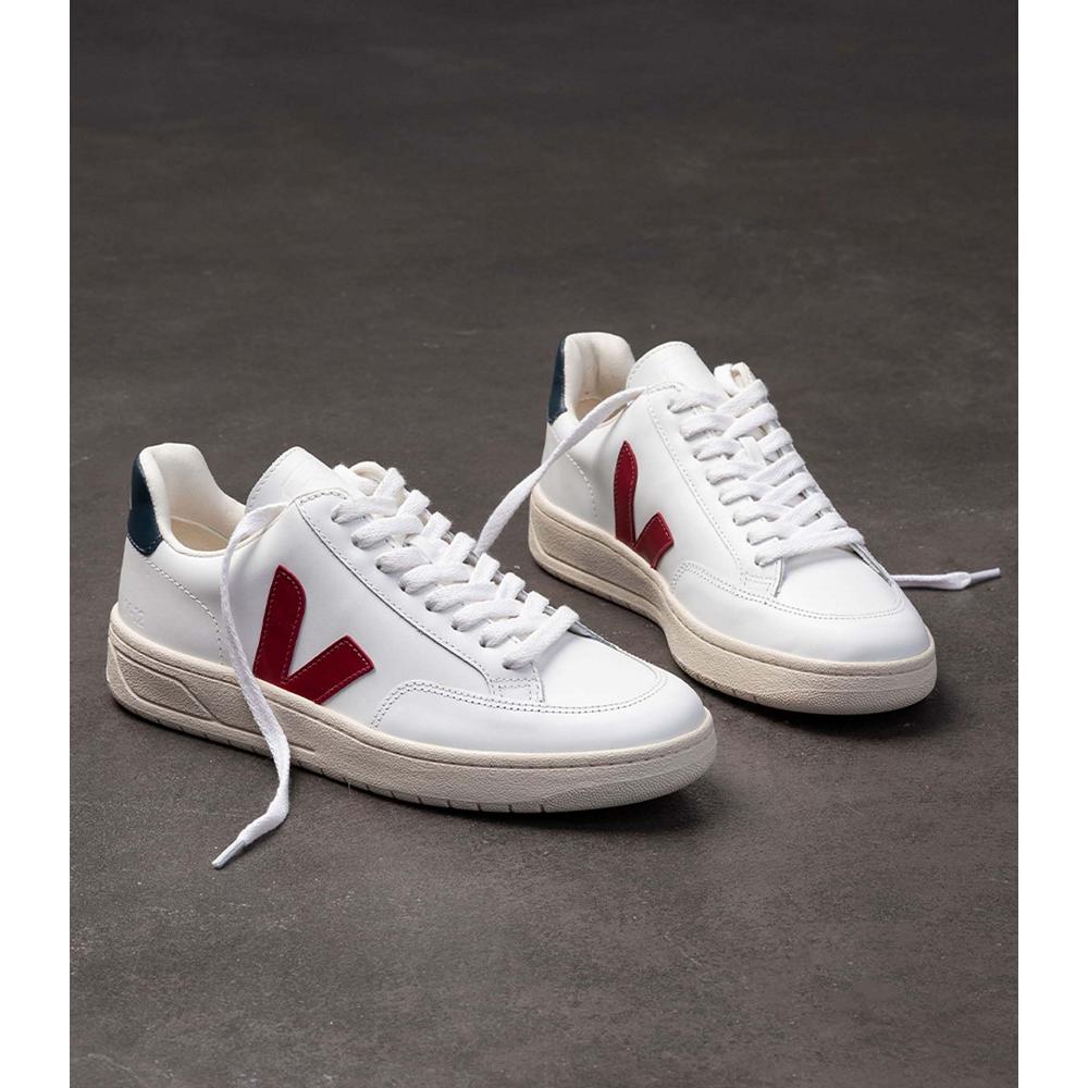 Veja V-12 LEATHER Muške Tenisiće White/Red | VEJA242-HR