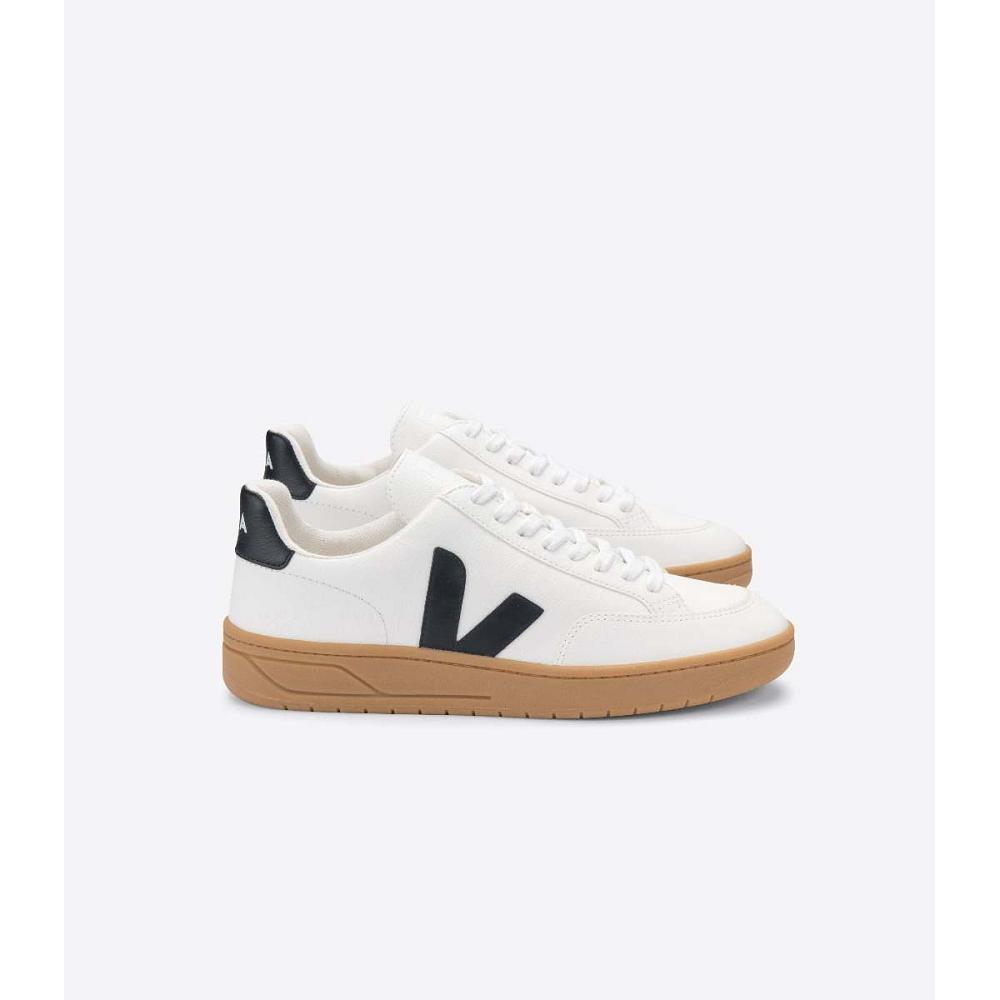 Veja V-12 LEATHER Ženske Tenisiće White/Black | VEJA594-HR