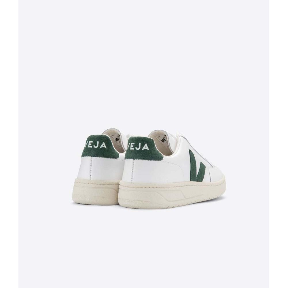 Veja V-12 LEATHER Ženske Tenisiće White/Green | VEJA598-HR