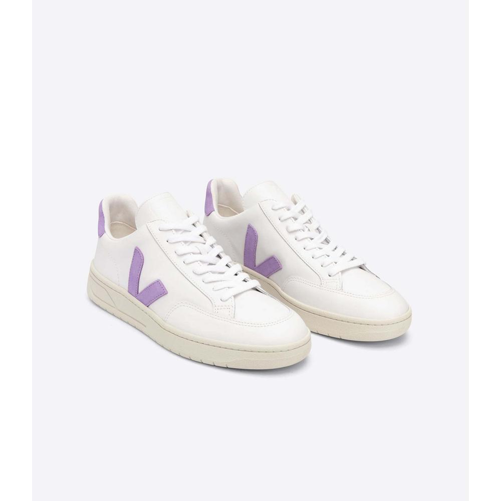 Veja V-12 LEATHER Ženske Tenisiće White/Purple | VEJA604-HR