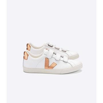 Veja 3-LOCK LEATHER Ženske Tenisiće White/Orange | VEJA531-HR