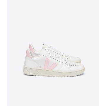 Veja V-10 LEATHER Ženske Tenisiće White/Pink | VEJA586-HR