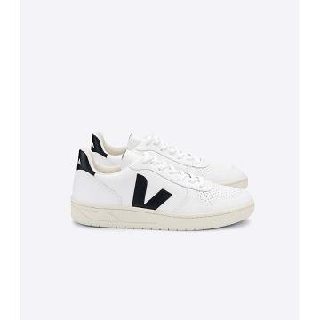 Veja V-10 LEATHER Ženske Tenisiće White/Black | VEJA590-HR