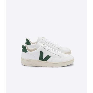 Veja V-12 LEATHER Ženske Tenisiće White/Green | VEJA598-HR